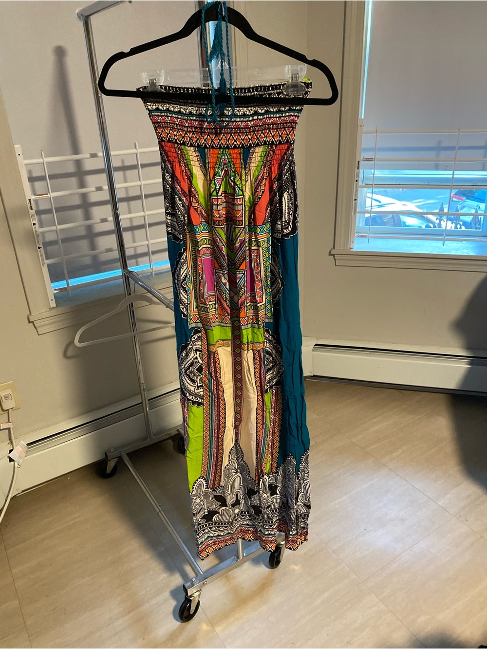 Multi-Color Strapless Printed Maxi Dress